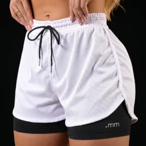 Short Duplo Compreensão Fitness Bermuda Academia Feminino