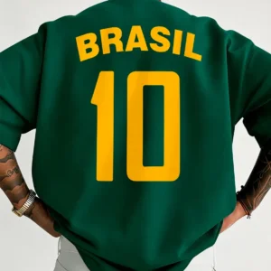 Camiseta Oversized Brasil Camisa Torcida Copa 2026 Hexa Over