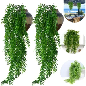 Pendente de Planta Artificial, Kit com 2 Folhagens para Jardim Vertical